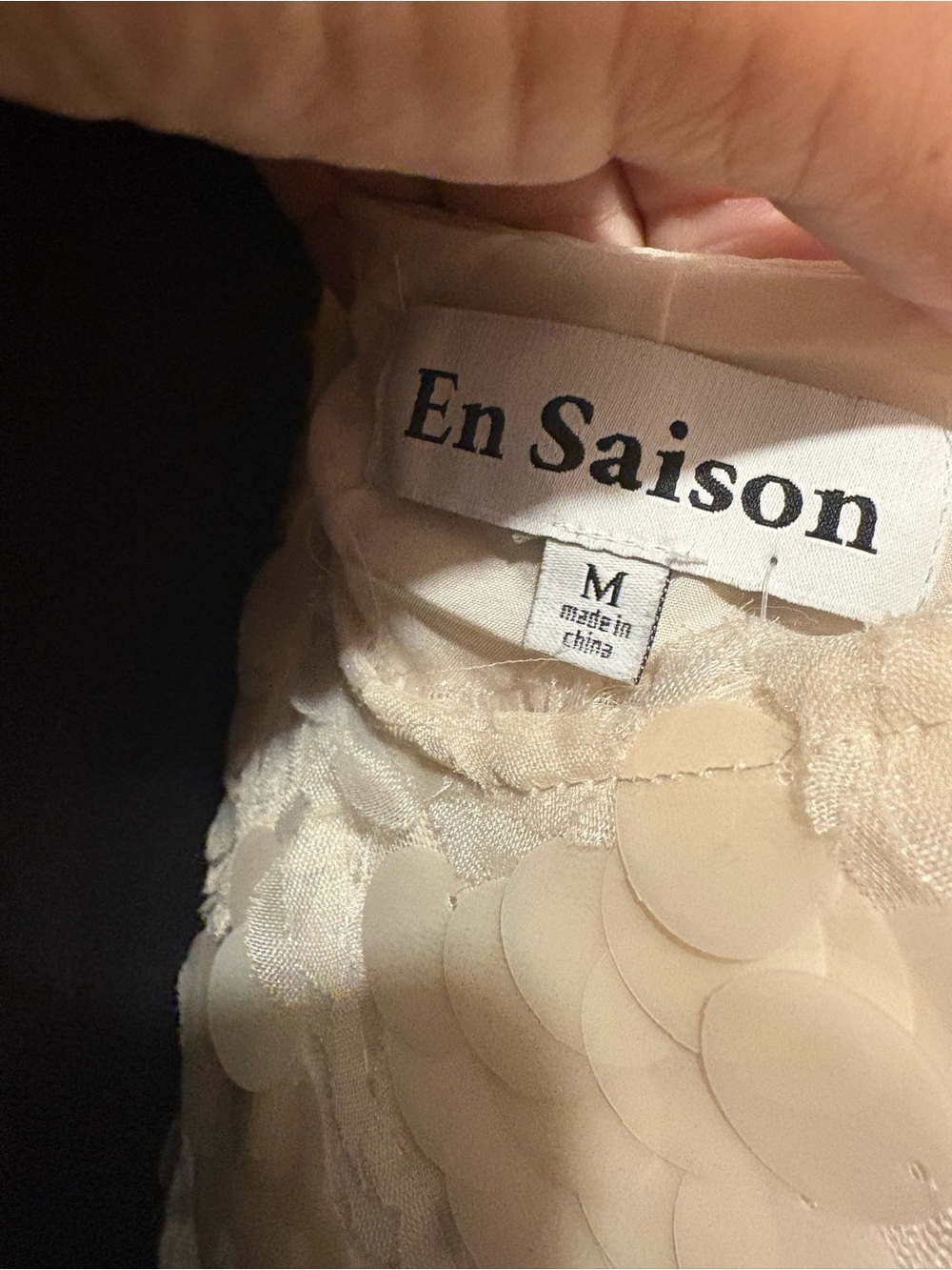 NWOT En Saison Cream Sequin Tie-Shoulder Midi Dress - Picture 5 of 6